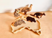 Australian Wooden Animal Set: Five-piece wooden Australian animal collection.