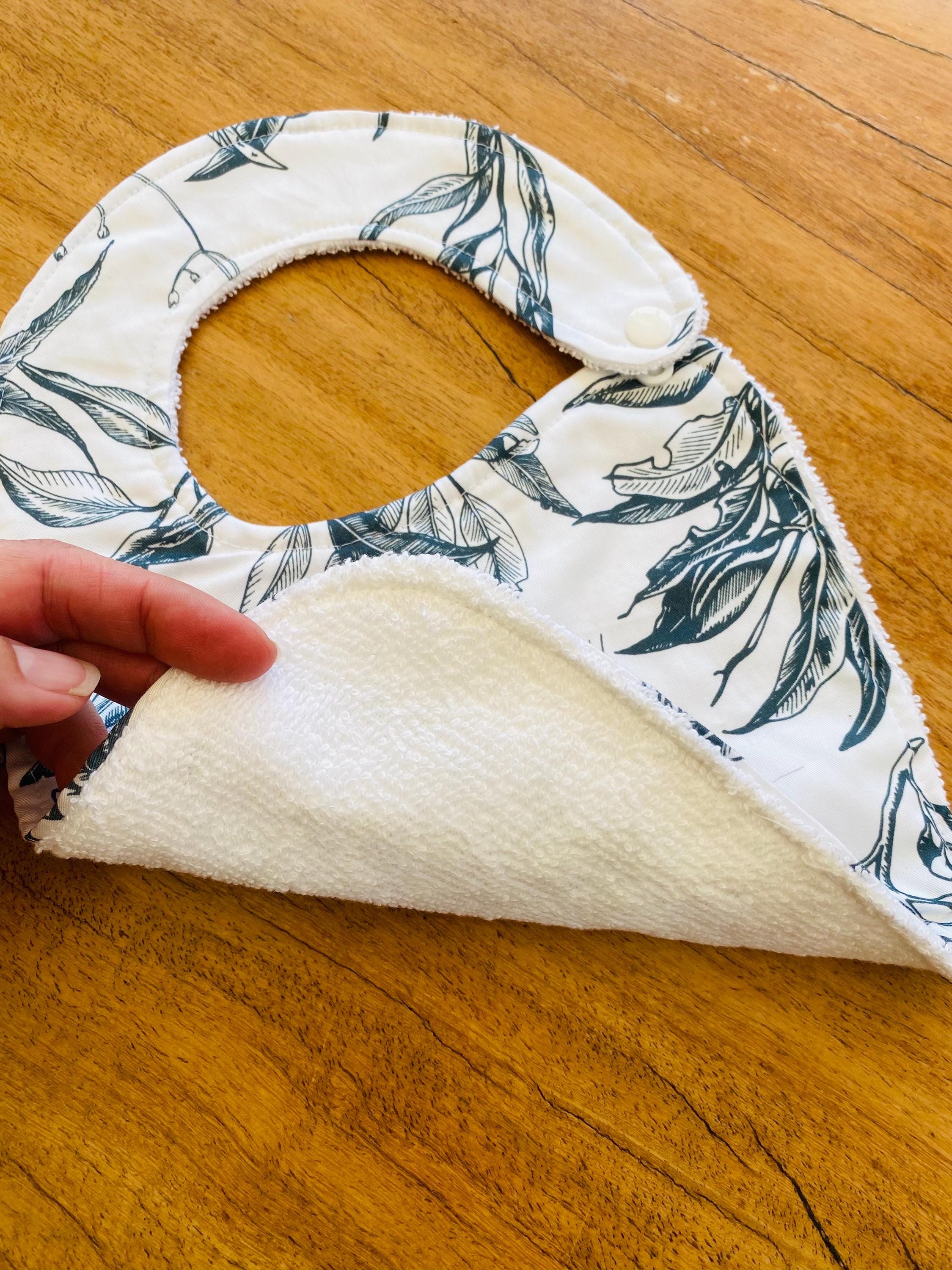 Gum Leaves & Gumnuts Bib: Luxury bib inspired by Australian flora.