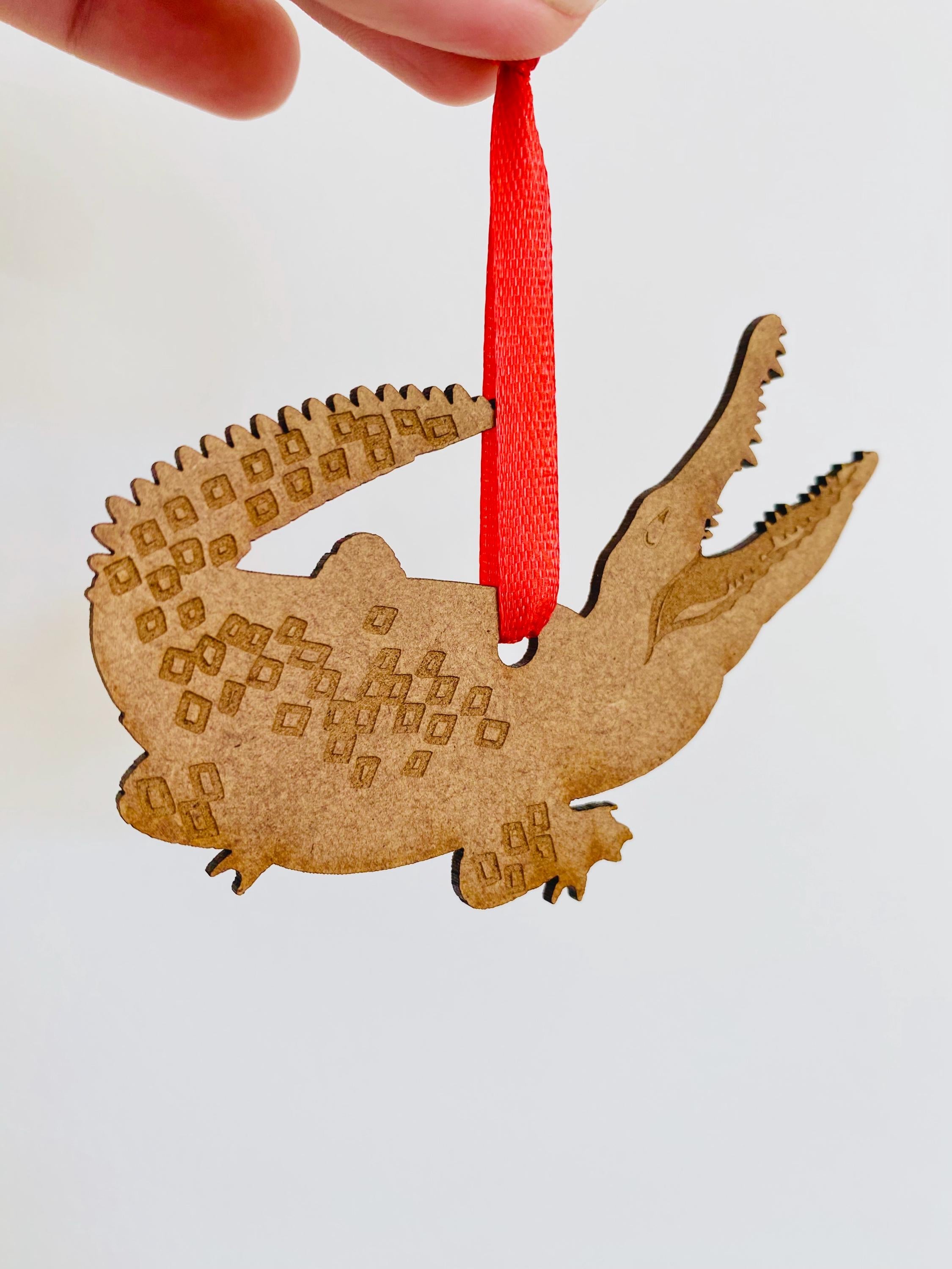 GRUMPY Crocodile Ornament: Crocodile ornament for Australian-themed holiday decor.