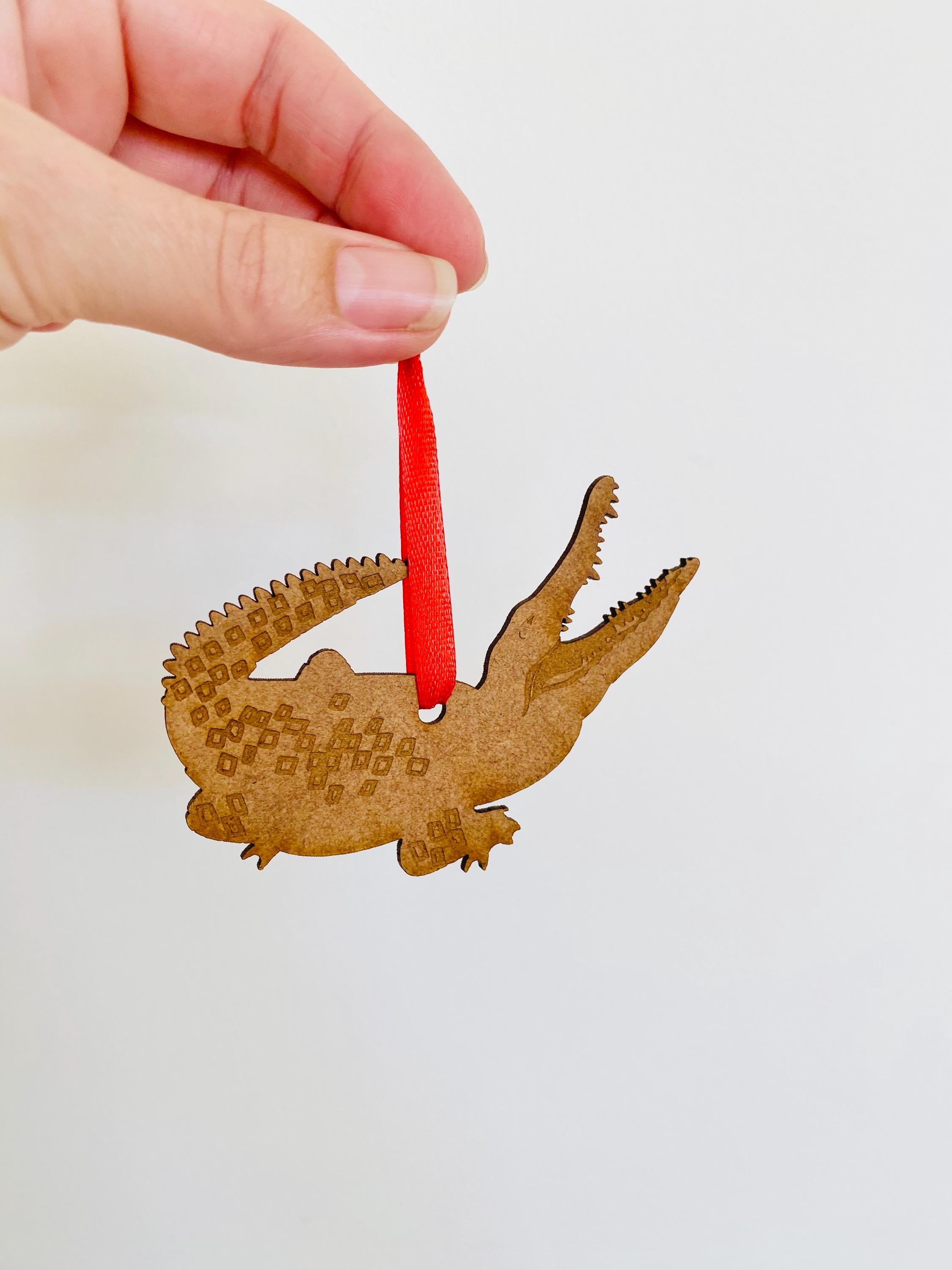 GRUMPY Crocodile Ornament: Crocodile ornament for Australian-themed holiday decor.