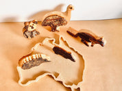 Australian Wooden Animal Set: Five-piece wooden Australian animal collection.