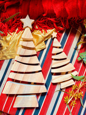 Large 9-Piece Christmas Tree Puzzle: 31cm wooden stacker tree puzzle for seasonal play and decor.