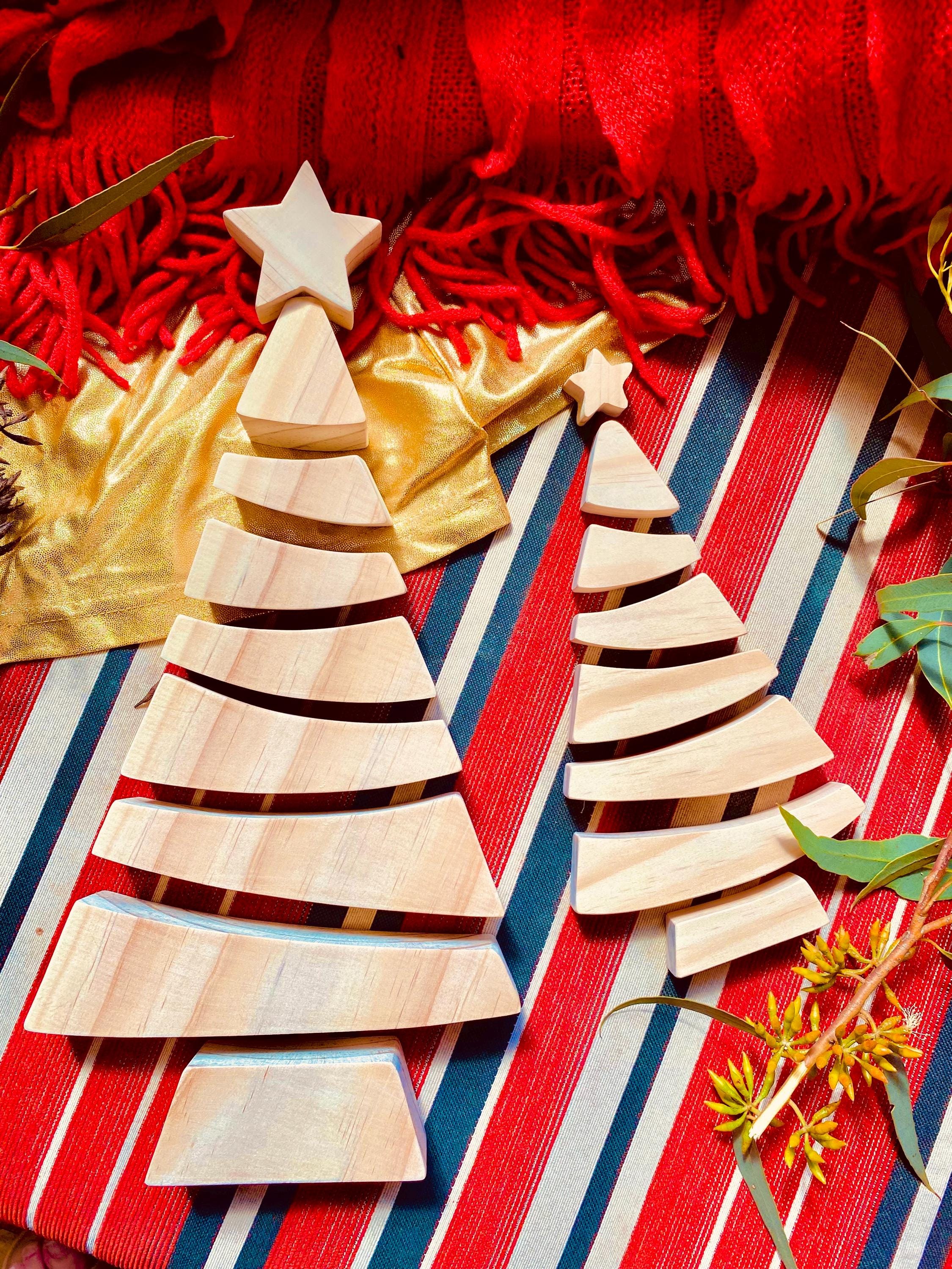 Large 9-Piece Christmas Tree Puzzle: 31cm wooden stacker tree puzzle for seasonal play and decor.