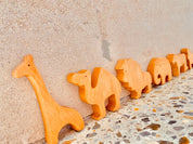 African Wooden Animal Set: 10-piece wooden animal set featuring African wildlife.