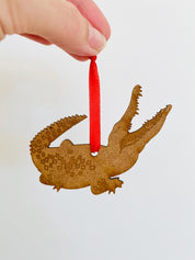 GRUMPY Crocodile Ornament: Crocodile ornament for Australian-themed holiday decor.
