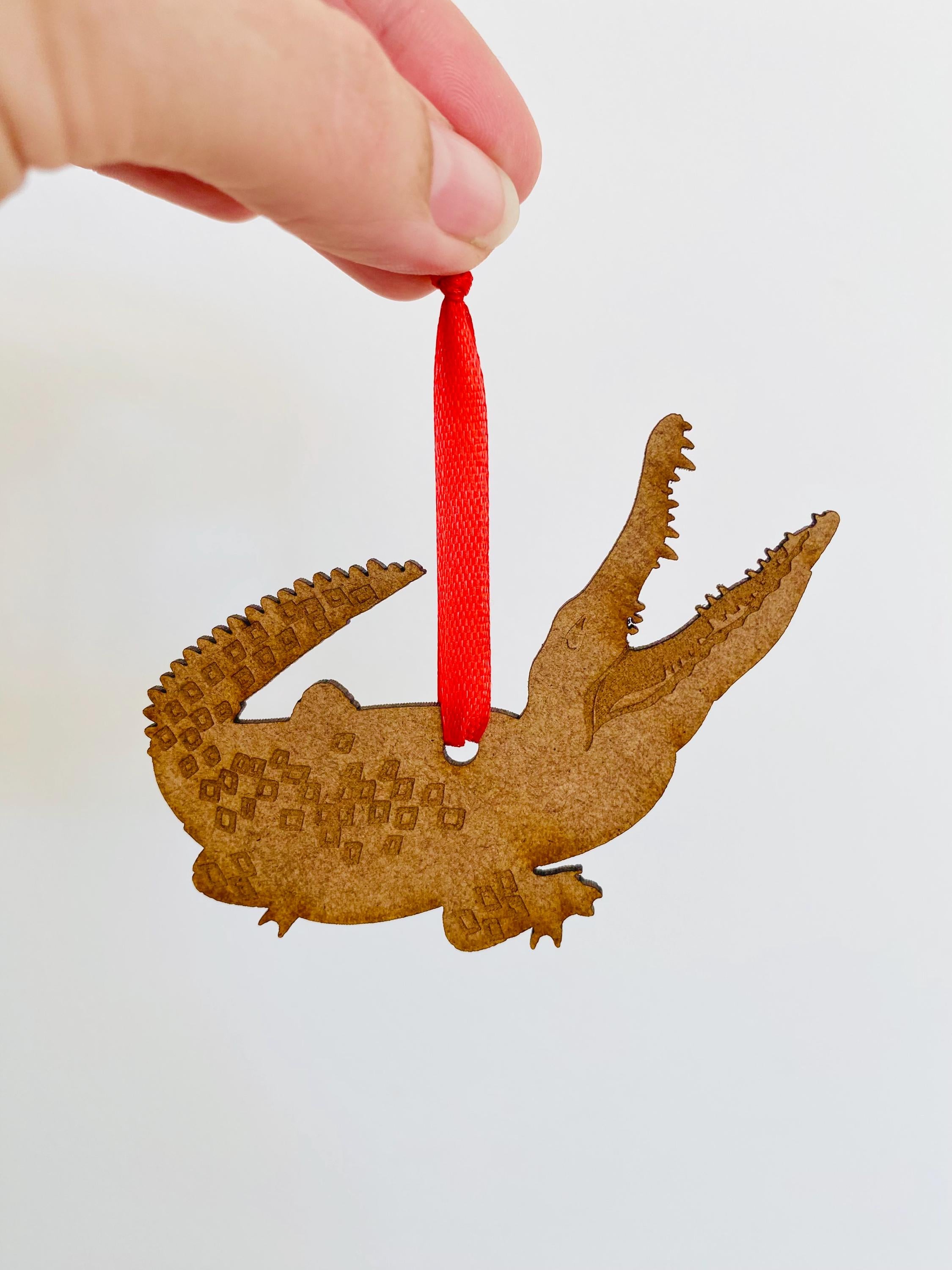 GRUMPY Crocodile Ornament: Crocodile ornament for Australian-themed holiday decor.