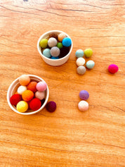Pure Wool Felt Balls: Soft felt balls in mixed colours for creative play and crafting.
