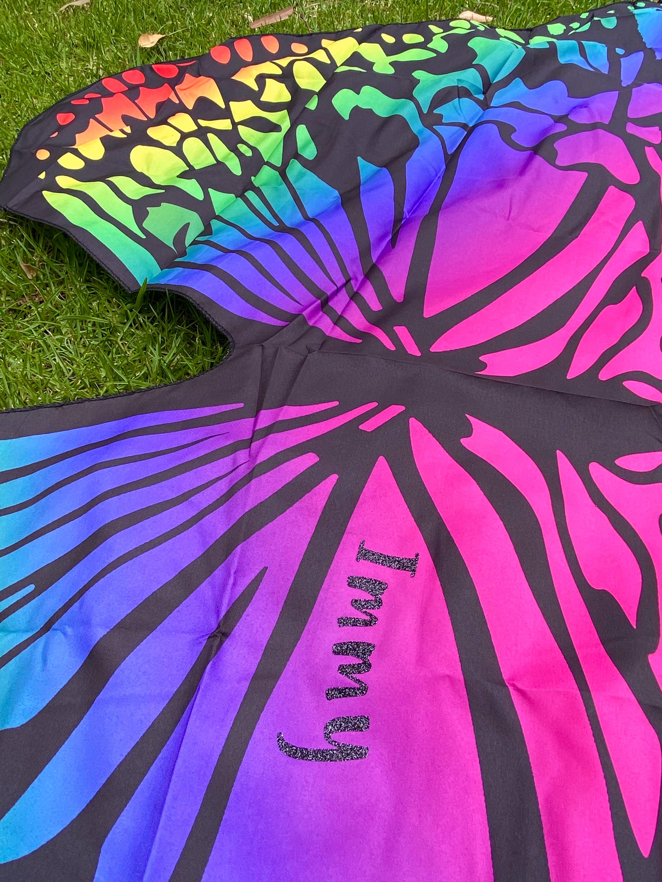 Rainbow Enchanting Butterfly Wings: Colourful, personalized butterfly wings for imaginative dress-up play, perfect for outdoor or indoor fun.