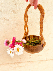 coconut play basket: eco-friendly play basket designed for beach adventures.