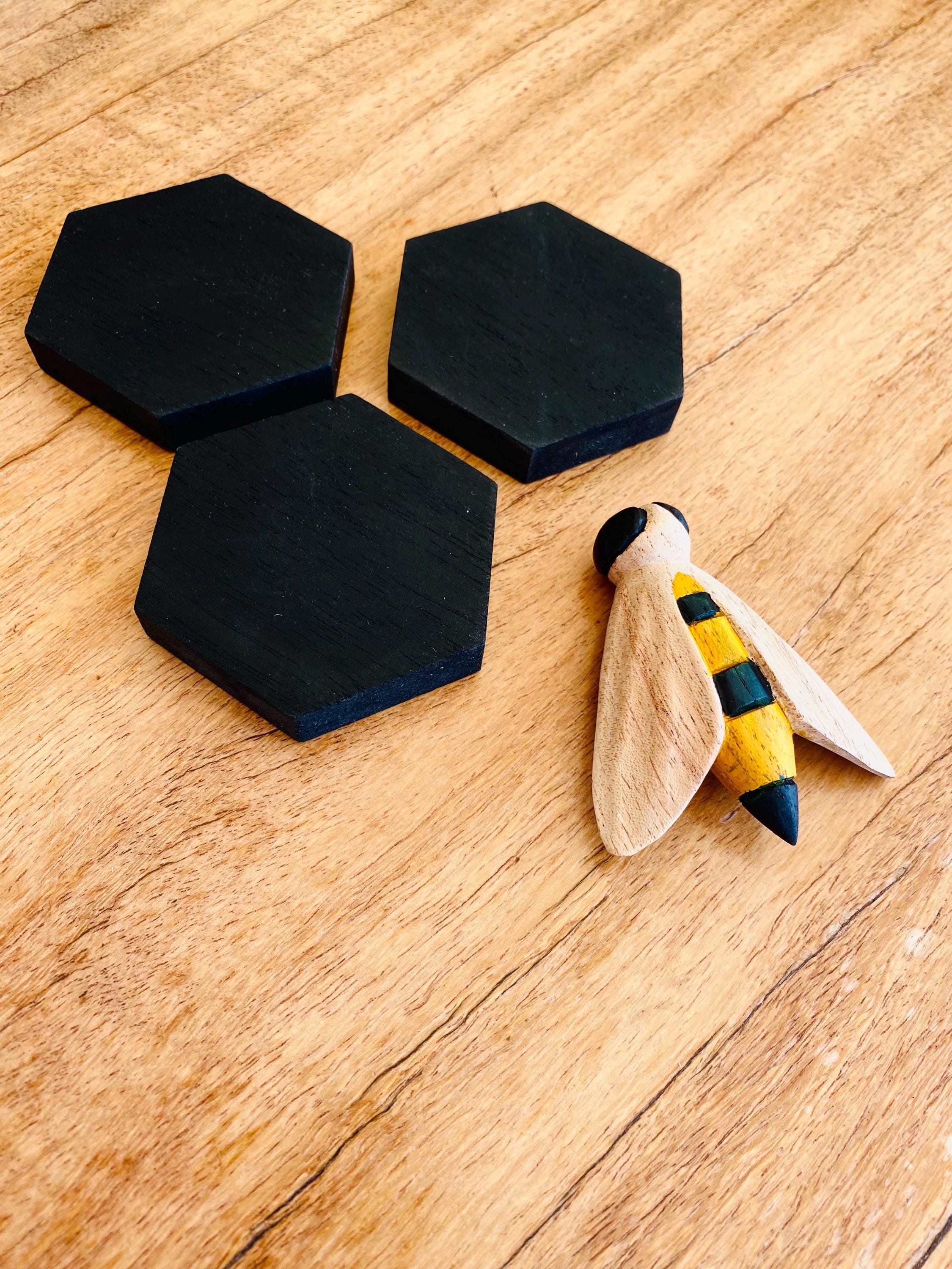 Hand-painted bee set, available in 4, 5, or 9 pieces. Perfect for creative play, crafts, or unique decor.