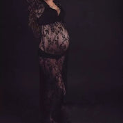 Impresionante vestido de maternidad de encaje blanco - Estilo sesión fotográfica