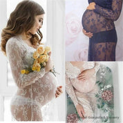 Impresionante vestido de maternidad de encaje blanco - Estilo sesión fotográfica