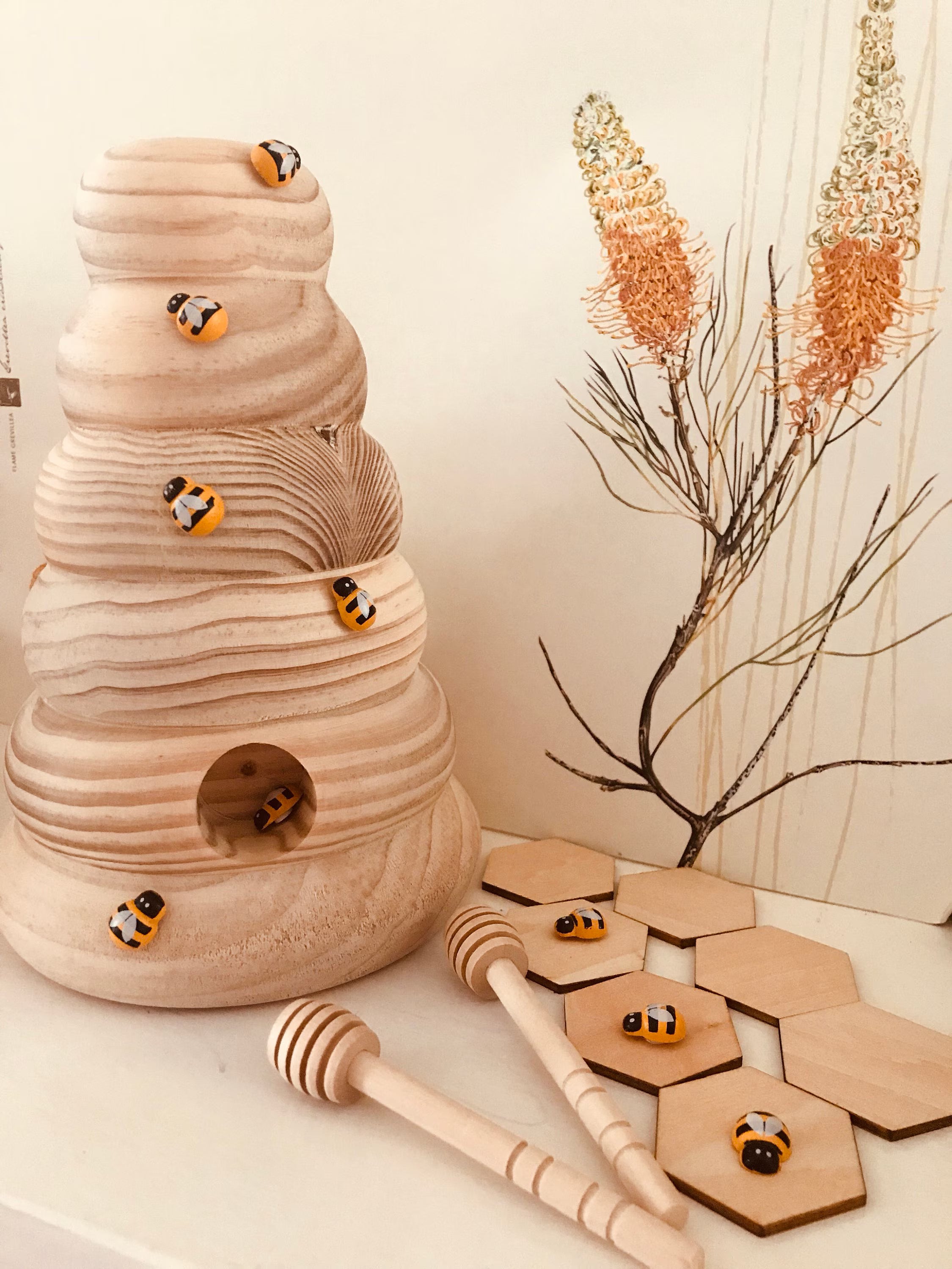 Ruche en bois naturel