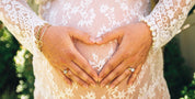 White stunning maternity lace dress, perfect for photoshoot style.