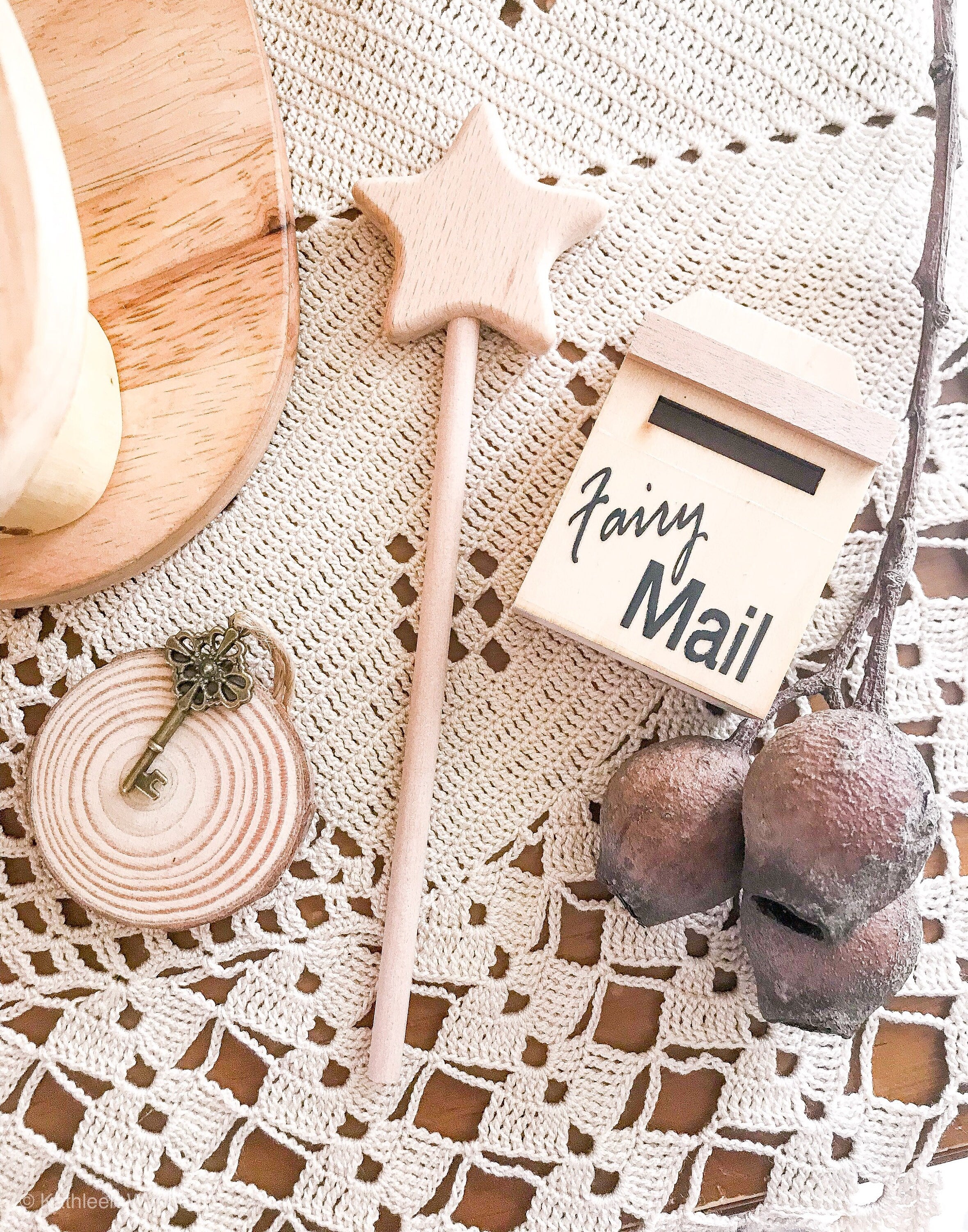 Mail Box – Wooden Fairy Garden: Tiny wooden mailbox for fairy gardens or dollhouses, enhancing imaginative play and whimsical setups.