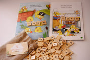 100 Lowercase Tiles: Wooden lowercase letter tiles for learning and activities.