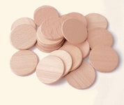 Smooth, unfinished 3.5cm round wooden discs for crafting, educational activities, or creative DIY projects.