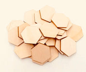 6cm hexagonal wooden tiles, honeycomb-shaped, great for crafting, educational puzzles, and creative decor projects.