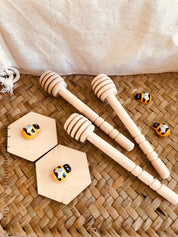 Oval honey spoon stick (10cm), a unique pattern creator for your kitchen or crafts.