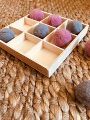 Open storage square display box with 9 compartments, perfect for organizing or display.