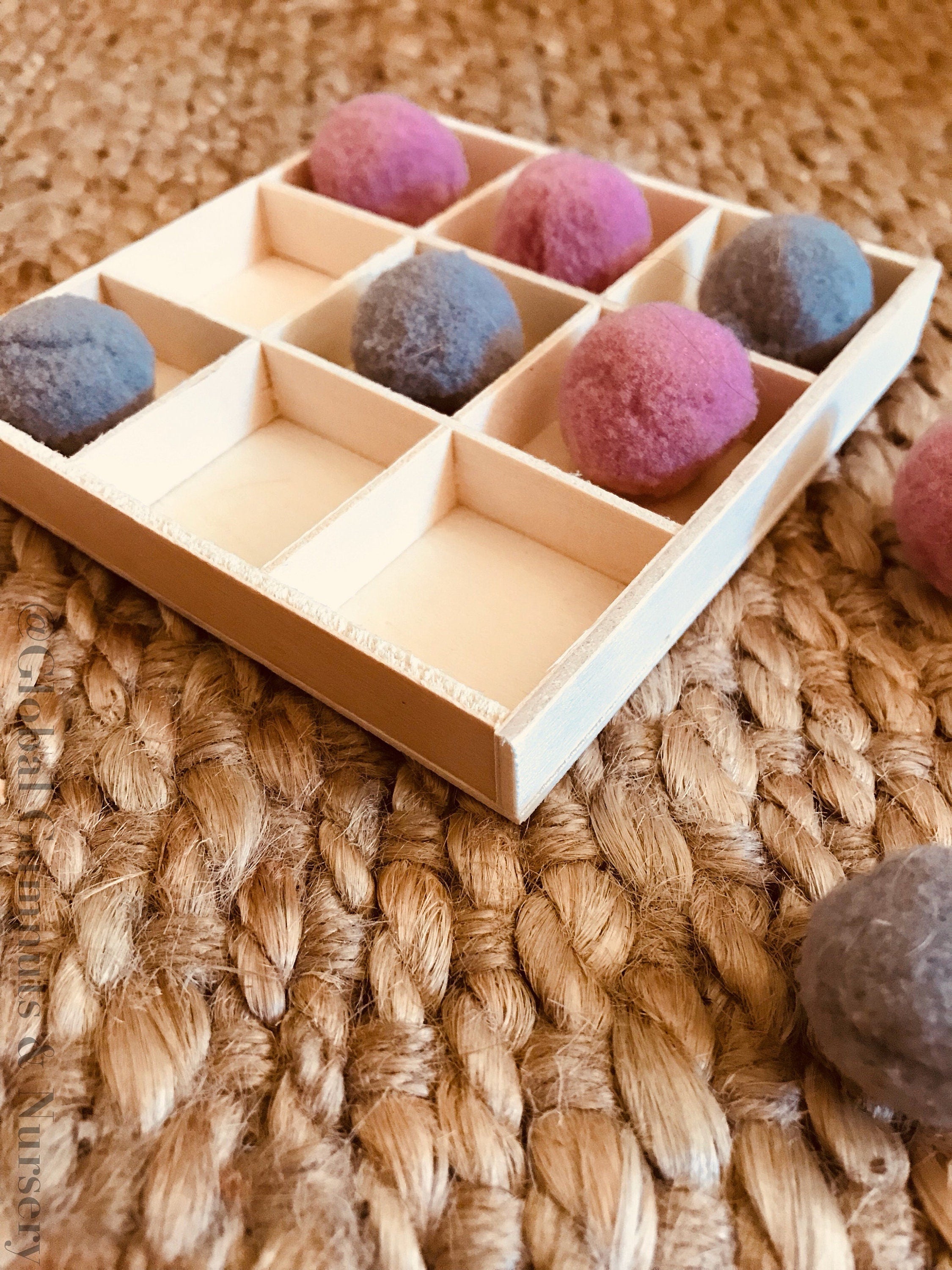 Open storage square display box with 9 compartments, perfect for organizing or display.