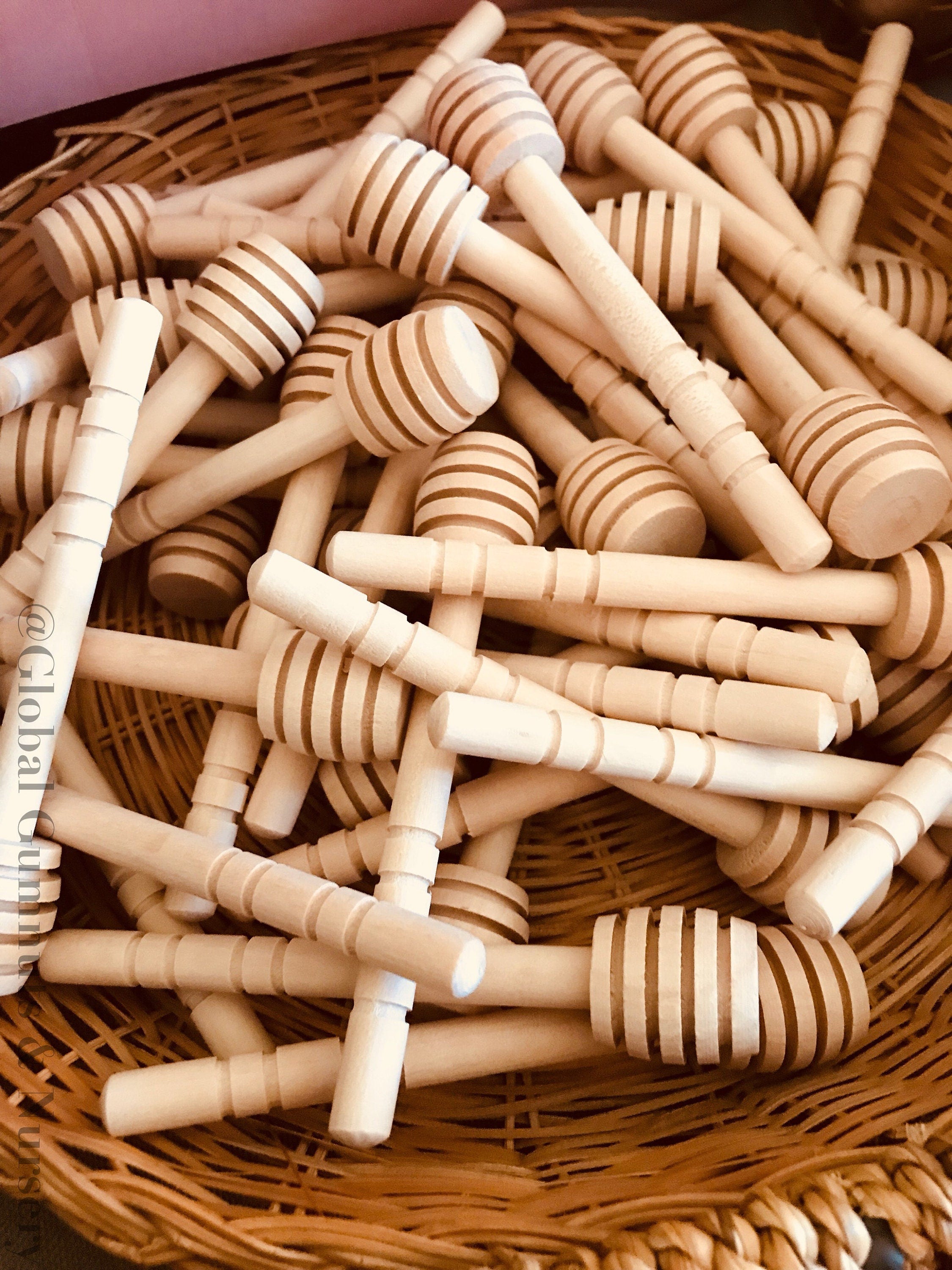 Oval honey spoon stick (10cm), a unique pattern creator for your kitchen or crafts.