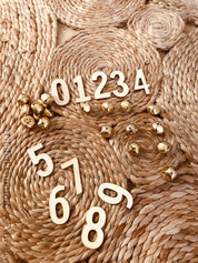 0-9 Wooden Numbers: Set of 10 wooden numbers for learning activities.