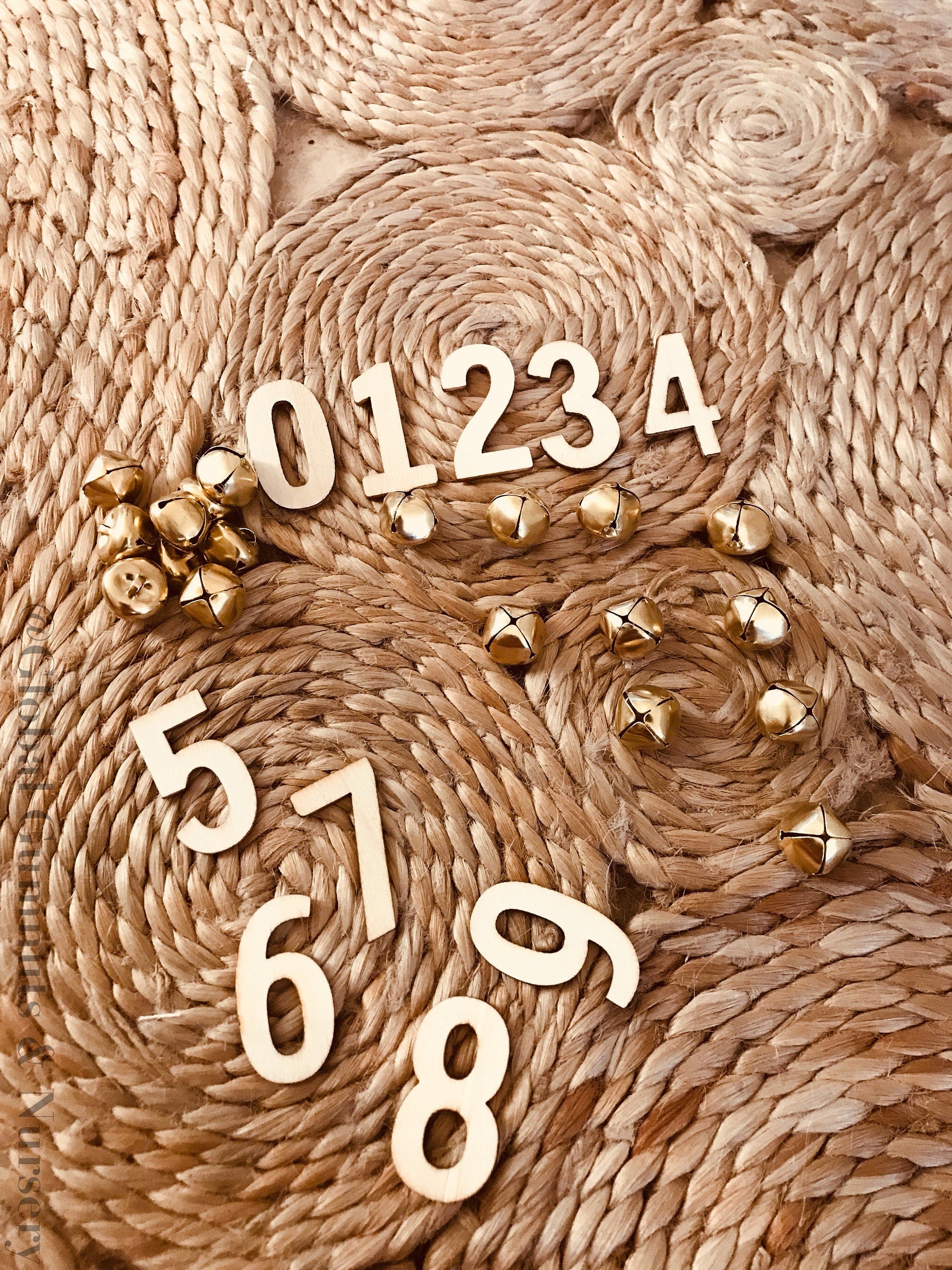 0-9 Wooden Numbers: Set of 10 wooden numbers for learning activities.