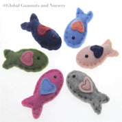 Wool and felt fish, a soft and playful crafting or learning resource.