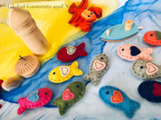 Wool felt butterflies, perfect for play, autumn crafts, or as pocket fairy friends with a wooden body.
