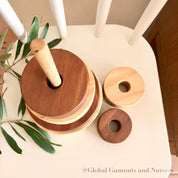 Natural Stripe Wooden Stacker: Wooden stacker with stained stripes for open play.