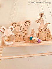 Kangaroo shelfie decor piece, handcrafted with an Australian animal theme.
