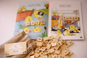 100 Lowercase Tiles: Wooden lowercase letter tiles for learning and activities.