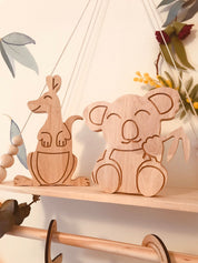 Kangaroo shelfie decor piece, handcrafted with an Australian animal theme.
