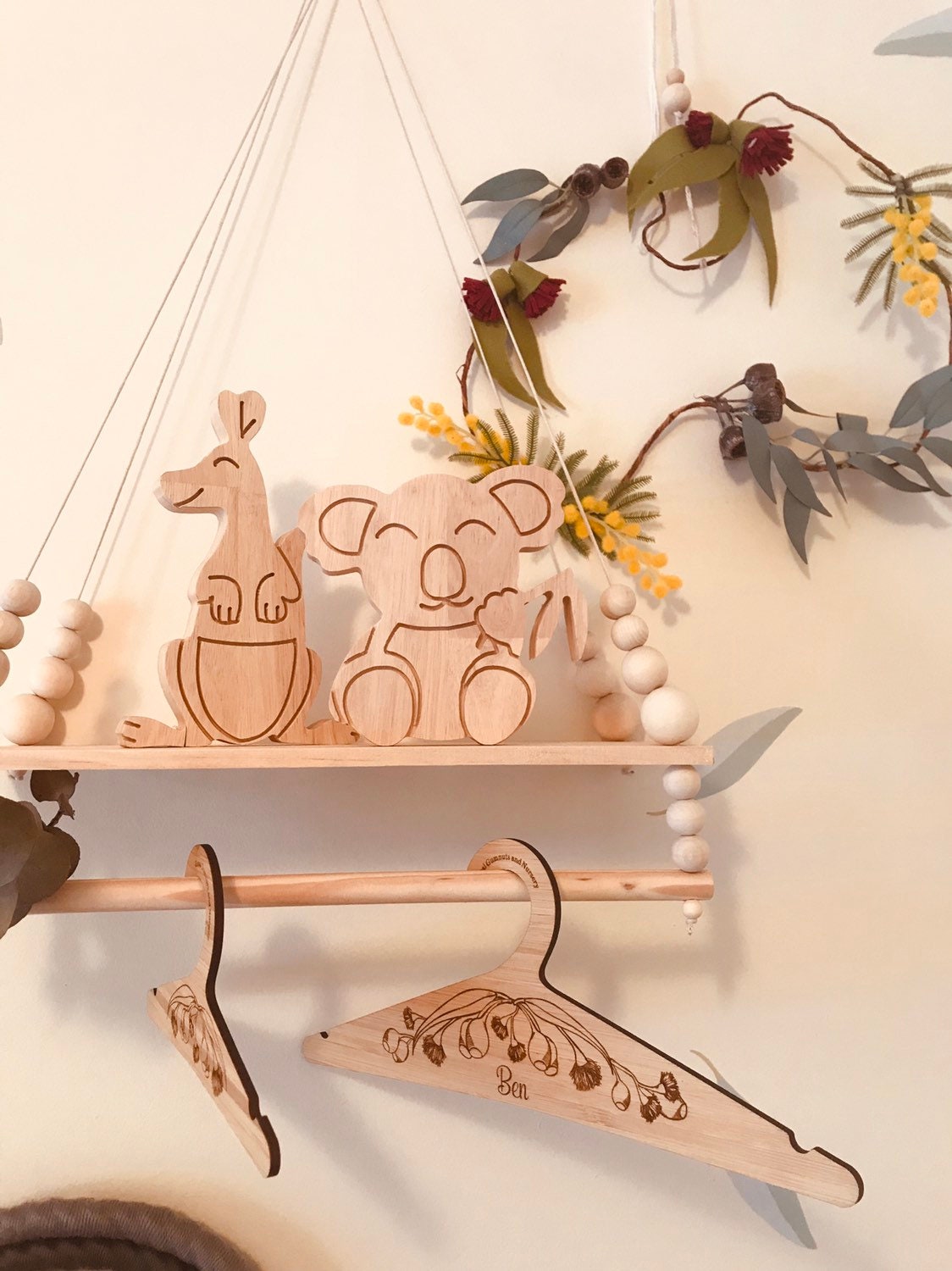 Kangaroo shelfie decor piece, handcrafted with an Australian animal theme.
