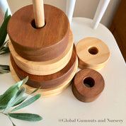 Natural Stripe Wooden Stacker: Wooden stacker with stained stripes for open play.