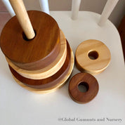 Natural Stripe Wooden Stacker: Wooden stacker with stained stripes for open play.