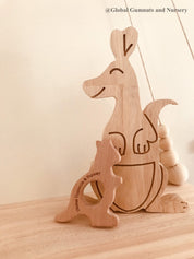 Kangaroo shelfie decor piece, handcrafted with an Australian animal theme.

