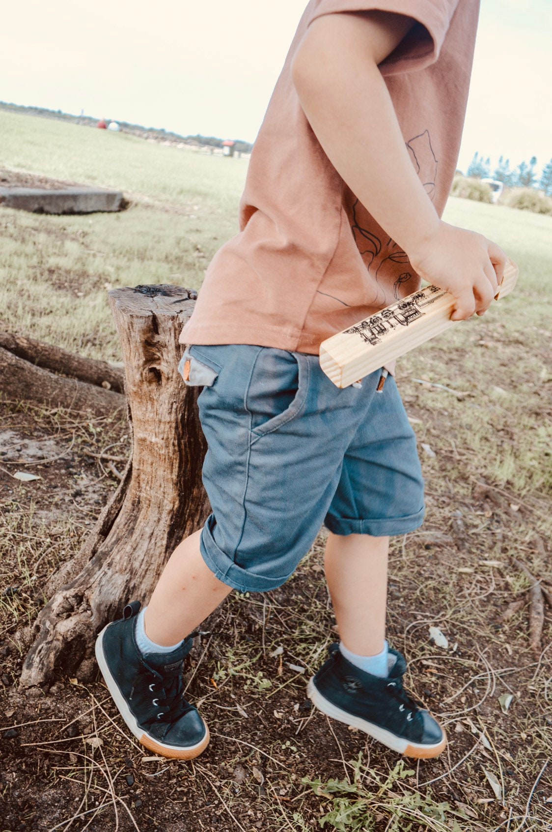 Personalized wooden train whistle, the Gumnut Express adventure whistle.