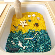Miniature beach buckets for small-world play. Perfect for imaginative beach or summer-themed setups.
