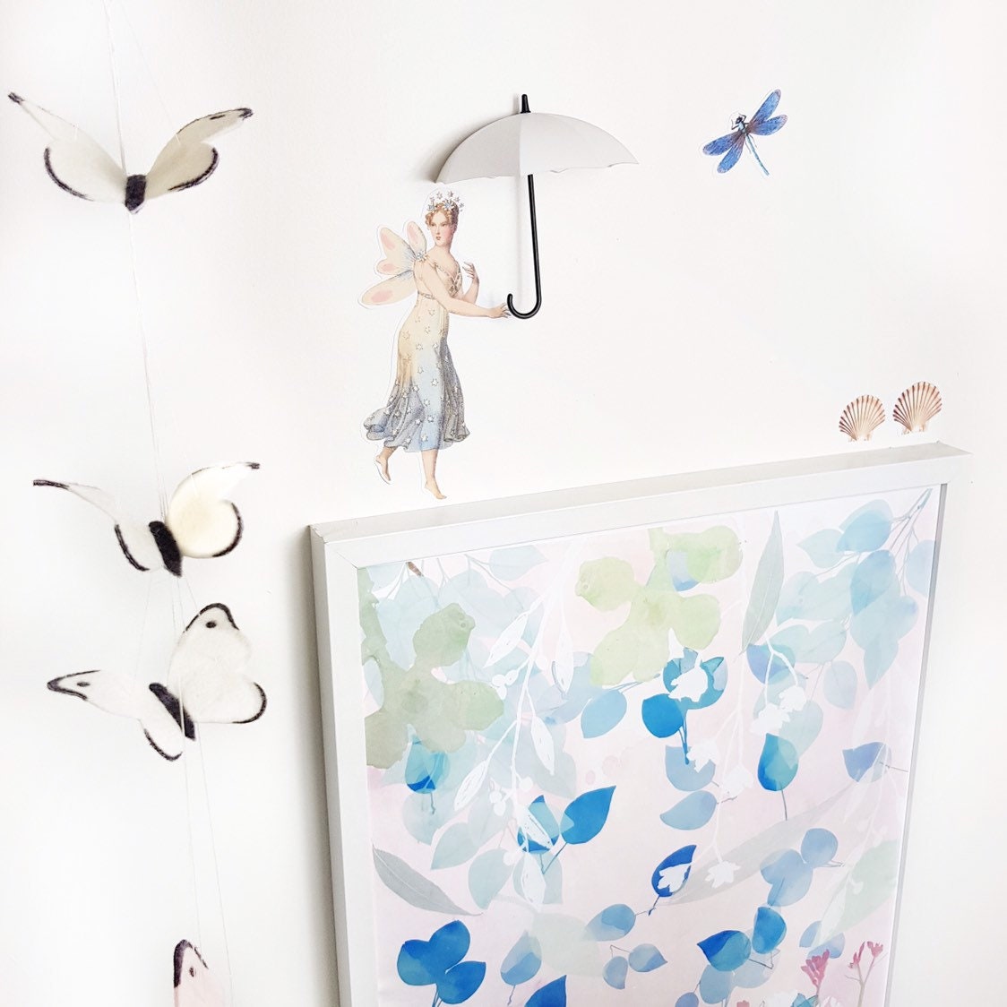 Miniature wall umbrella décor, perfect for fairy umbrellas or elf umbrella displays.
