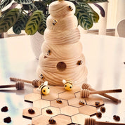 Wooden Hexagonal Tiles: 4cm wooden tiles shaped like honeycomb pieces.