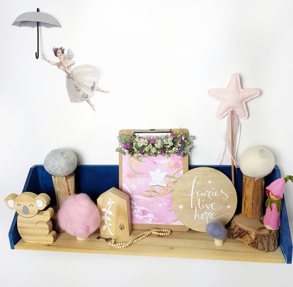 Miniature wall umbrella décor, perfect for fairy umbrellas or elf umbrella displays.