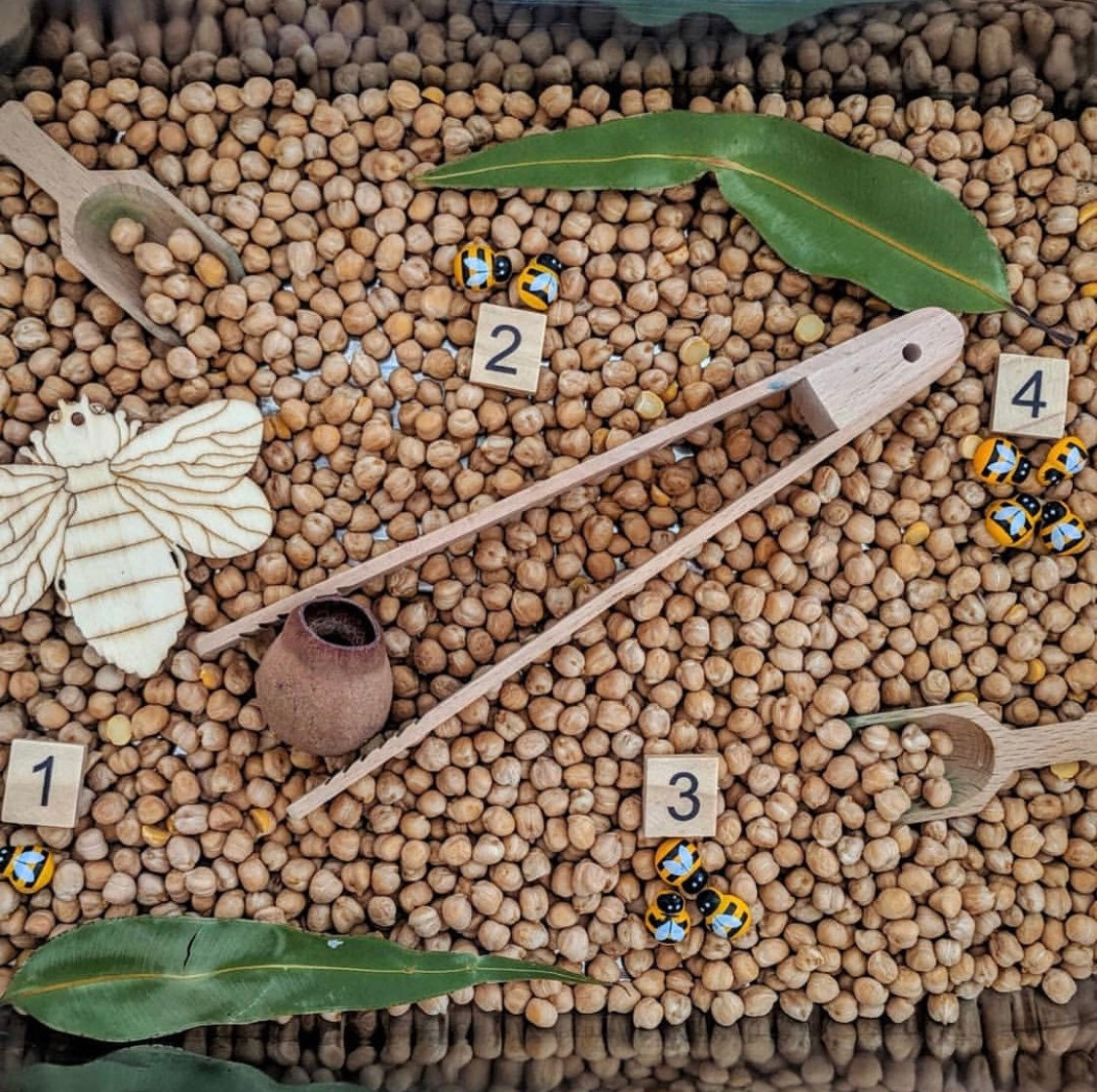 1-10 Wooden Number Tiles: Wooden tiles for number recognition and counting practice.