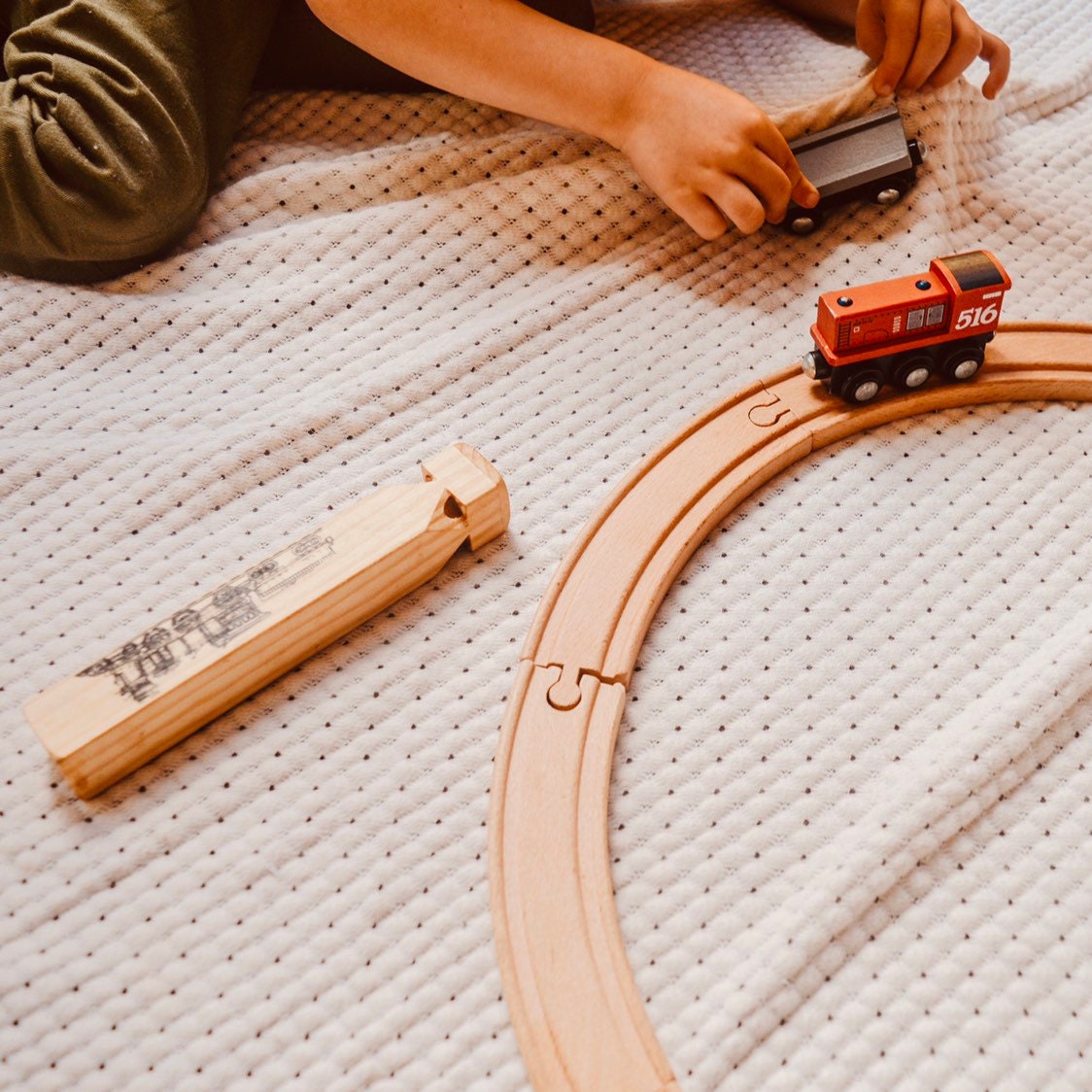 Personalized wooden train whistle, the Gumnut Express adventure whistle.