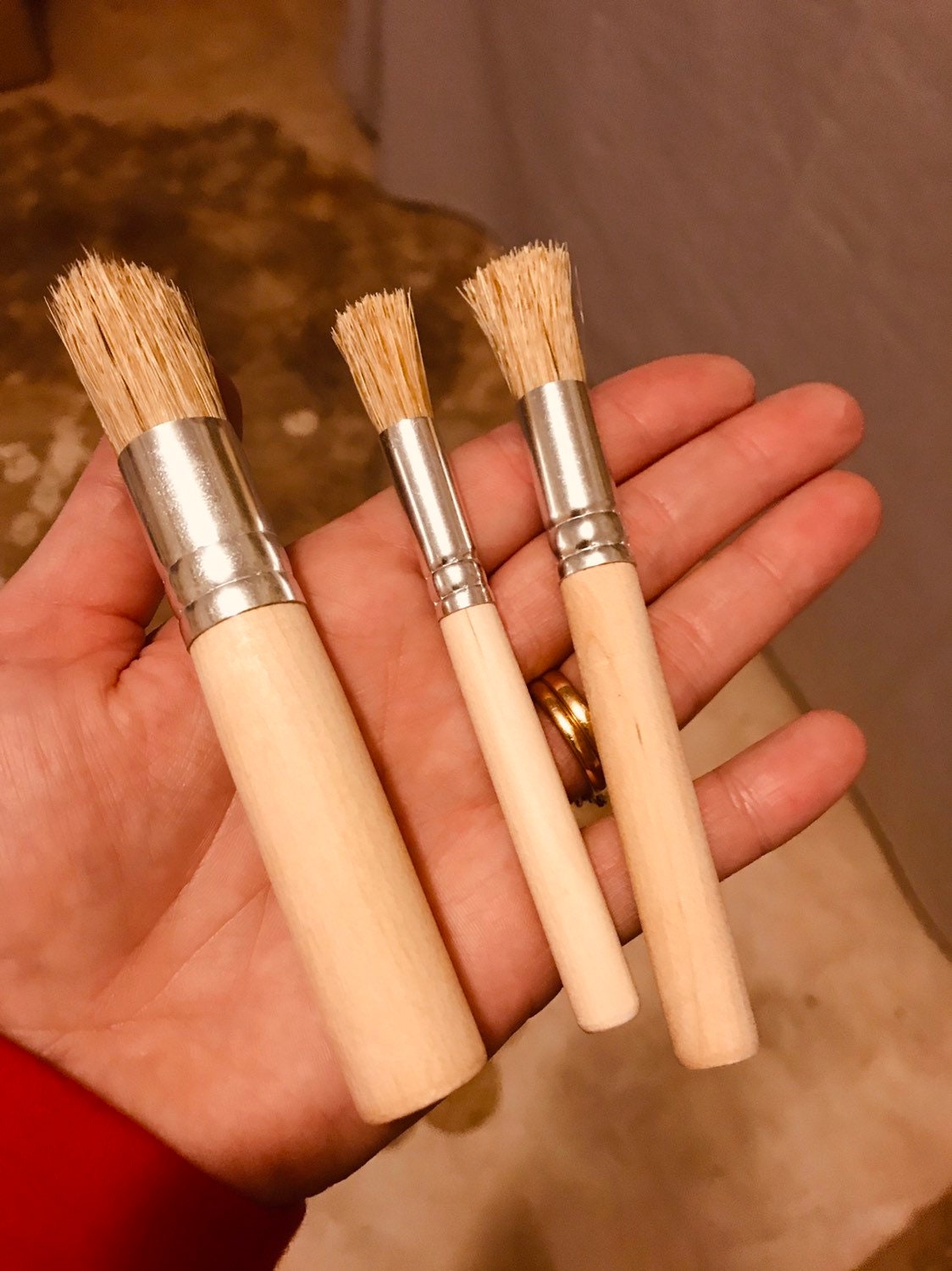 Natural Paint Brushes – Set of 3: Eco-friendly brushes for classroom art projects and crafts.