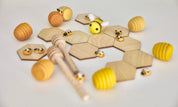 Wooden Hexagonal Tiles: 4cm wooden tiles shaped like honeycomb pieces.