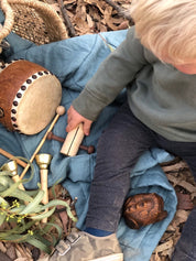 Tik Tok wooden shaker, a handmade musical instrument.
