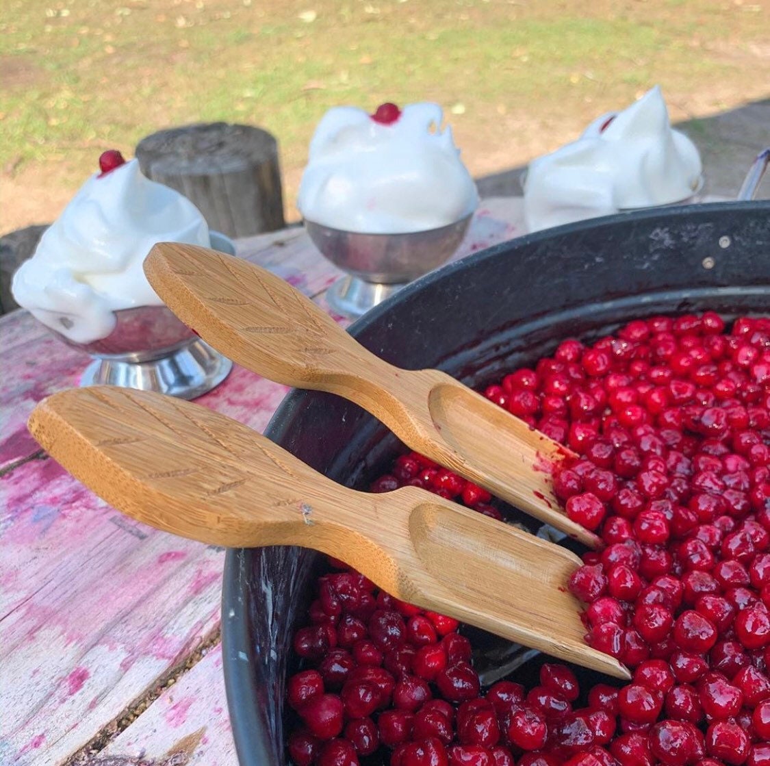 Natural Leaf Flat Scooper: Flat wooden scoop for sensory exploration.