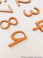0-9 Wooden Number Set: Ten-piece set of wooden numbers for learning and play.